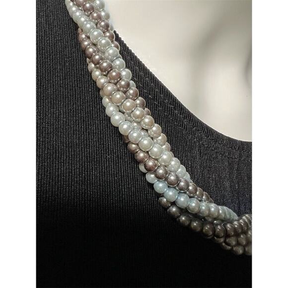 Layered Multicolor Faux Pearl Necklace – 16"-18" Adjustable - Picture 4 of 5